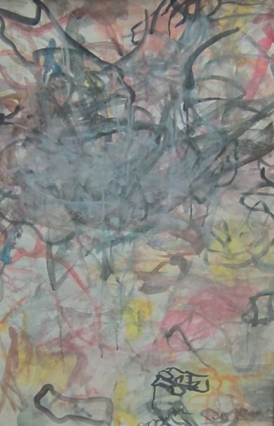 null COJAN Aurel (1914-2005),
Composition abstraite noir, violet et jaune
Aquarelle...