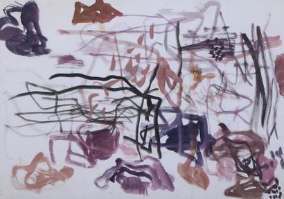 null COJAN Aurel (1914-2005),

Composition abstraite violet et noir,

Huile sur papier

70...