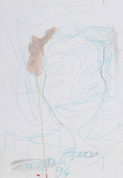 null COJAN Aurel (1914-2005),

Visage féminin bleu

Pastel gras sur papier, signé...