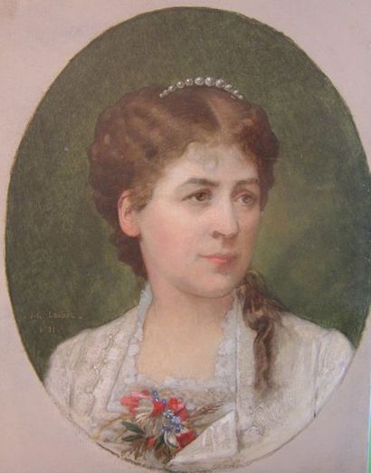 null Lot de deux tableaux : [2]

-J. C. LOUBET (Actif en 1881)

"Portrait de femme"

Panneau

27...