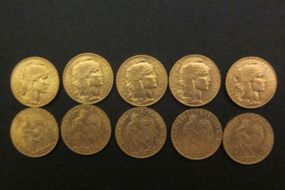 null Dix pièces 20 francs or, République française (années 1911, 1912, 1913, 1914)

Poids...