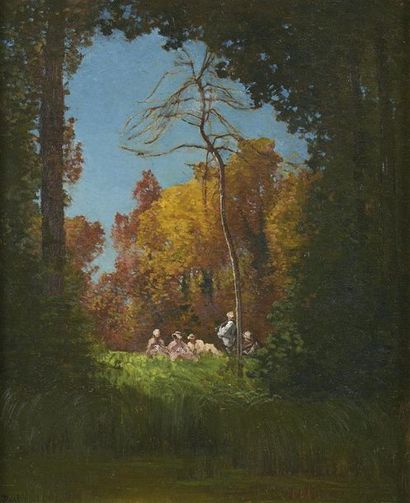 null -Édouard PAIL (1851-1916)

Concert dans la clairière

Huile sur toile,signé...