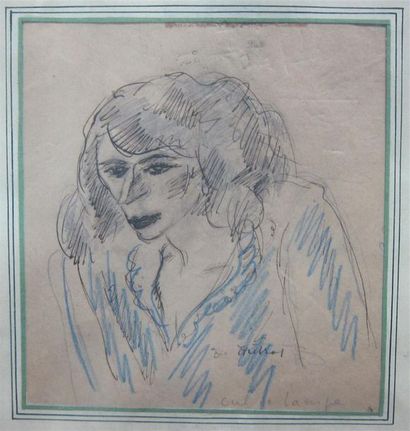 null Louis Robert ANTRAL (1895-1939), 

"Cul de lampe" Jeune femme à la chemise bleue,...