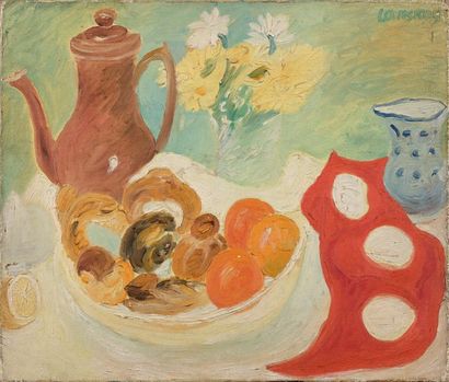 André LANSKOY (1902-1976) 
Nature morte à la cafetière, circa 1925
Huile sur toile,...
