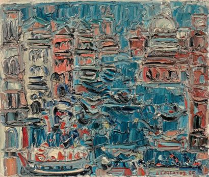 André COTTAVOZ (1922-2012) 
Venise, 1965
Huile sur toile, signée et datée 1965 en...