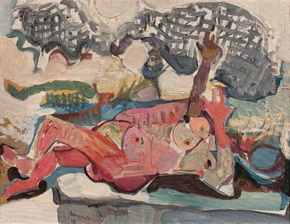 Paul REBEYROLLE (1926-2005) 
La sieste,1958
Huile sur toile, signée et datée 58 en...