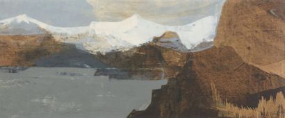 KLAUS RINKE (NE EN 1939) 
Paysage de montagne, 1957
Huile, technique mixte sur papier,...