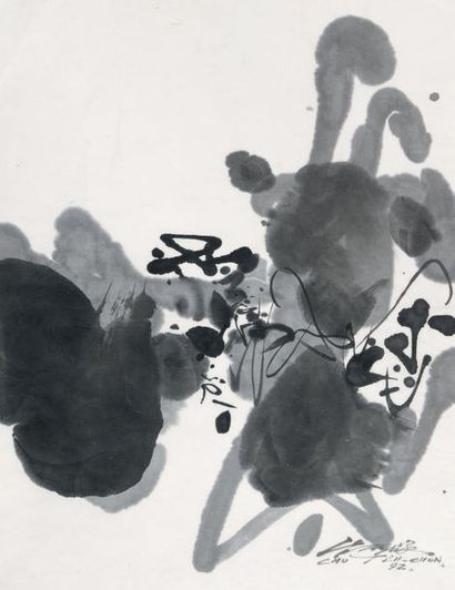 CHU TEH-CHUN (1920-2014) 
Composition abstraite
Plume et lavis d'encre de Chine sur...