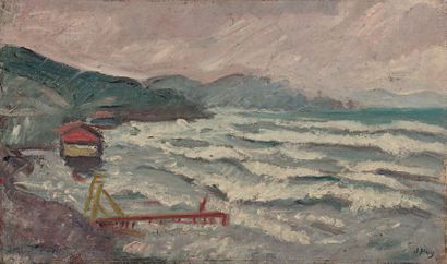 Jean PUY (1876-1960) 
Mer agitée, circa 1913
Huile sur toile, signée en bas à droite.
33...