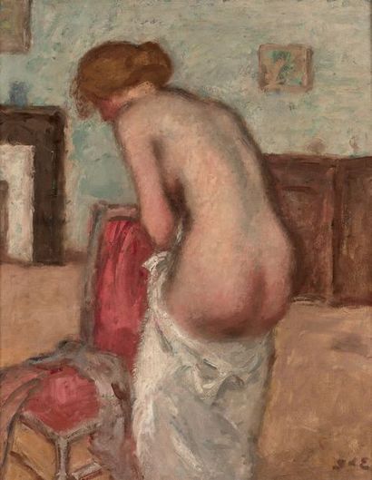 Georges D'ESPAGNAT (1870-1950) 
Femme nue de dos
Huile sur toile, signée des initiales...