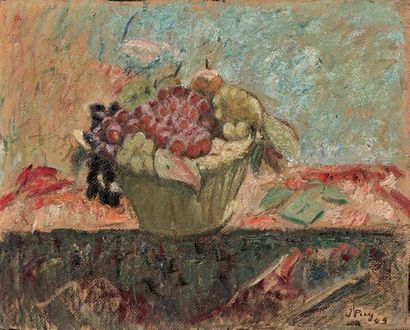 Jean PUY (1876-1960) 
Le panier de fruits, 1945
Huile sur papier marouflé sur toile,...