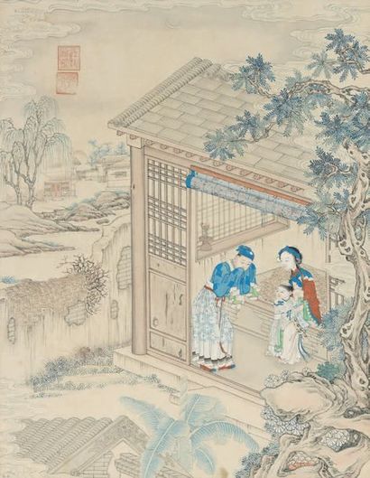 CHINE - XIXe siècle 
* Ensemble de 6 pages de l'album «Liao Zhai Tu
Shuo», encre...