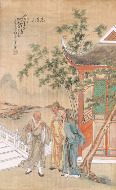 JAPON - Fin Époque EDO (1603-1868) 
Deux encres sur papier, représentant un poète...