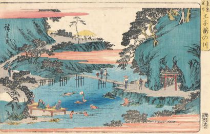 Utagawa Hiroshige (1797-1858) 
Deux oban yoko-e-e de la série Toto meisho, Vues célèbres...