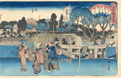 Utagawa Hiroshige (1797-1858) 
Deux oban yoko-e de la série Edo Komei Kaitei zukushi,...