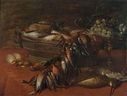 Alexander ADRIAENSSEN (Anvers 1587-1661) 
Nature morte au gibier et grappes de raisin...