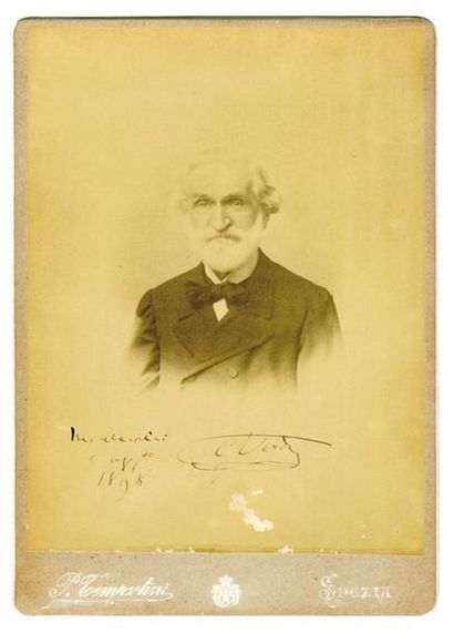 VERDI Giuseppe [Roncole, 1813 - Milan, 1901], compositeur italien 
Photographie signée...