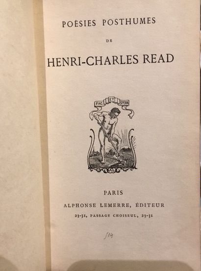 READ Henri-Charles [Paris, 1857 - id., 1876], poète français « Poésies posthumes...