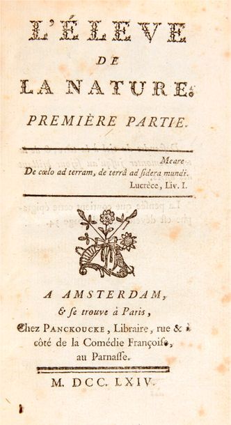 BEAURIEU, Gaspard Guillard de L'Élève de la nature. Premiere (Seconde) Partie. Amsterdam,...