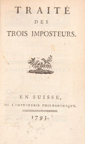 null [BOULAINVILLIERS] - Traité des trois imposteurs. En Suisse, Imprimerie philosophique,...