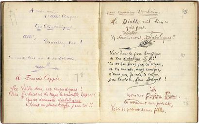 BARBEY D'AUREVILLY Jules Cahier de dédicaces. Manuscrit dans un cahier. 18,8 x 14,5...