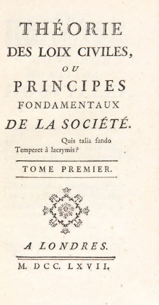 LINGUET, S. N. H. Théorie des Loix Civiles ou principes fondamentaux de la Société....