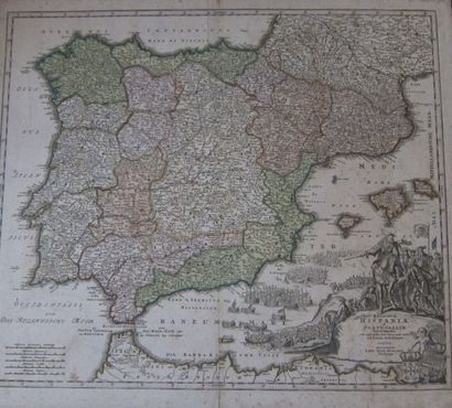 null Lot de trois cartes du XVIIIème siècle avec limites aquarellées dont : 

- Carte...
