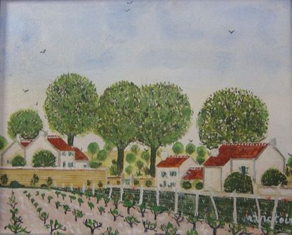 null -A. VICTOIRE, Ecole naïve [2]

"Le Vignoble"

Huile sur toile signée en bas...