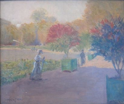 null Paul DE FRICK (1864-1935)

"Promenade au parc"

Huile sur toile signée en bas...