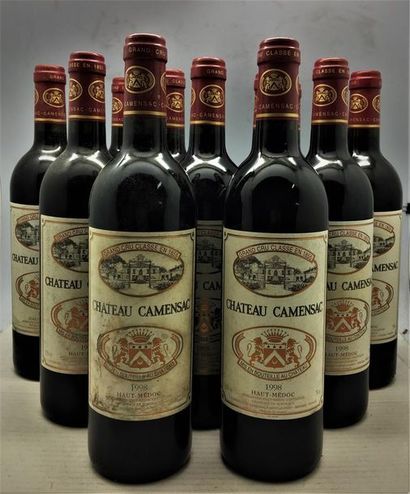 null 12 bouteilles de Château Camensac, Grand Cru Classé en 1855, Haut- Médoc 1998,...