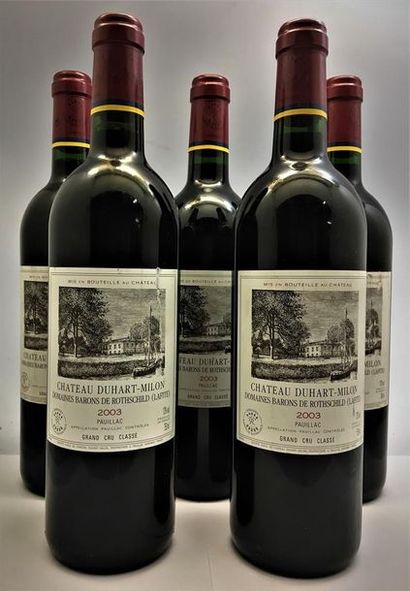 null 7 bouteilles dont 5 de Château Duhart-Milon, Grand Cru Classé, Pauillac 2003...