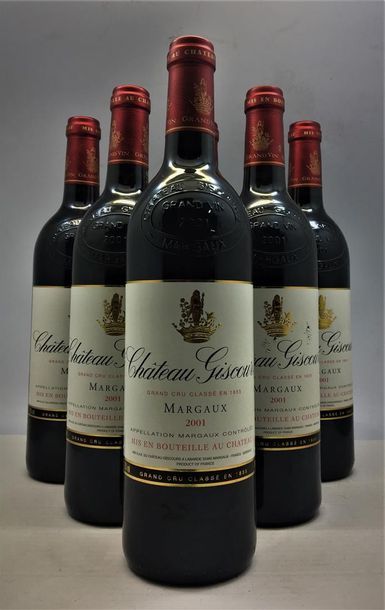 null 6 bouteilles de Château Giscours, Grand Cru Classé en 1855, Margaux 2001, en...