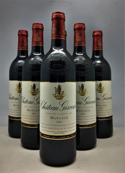 null 6 bouteilles de Château Giscours, Grand Cru Classé en 1855, Margaux 2001, en...