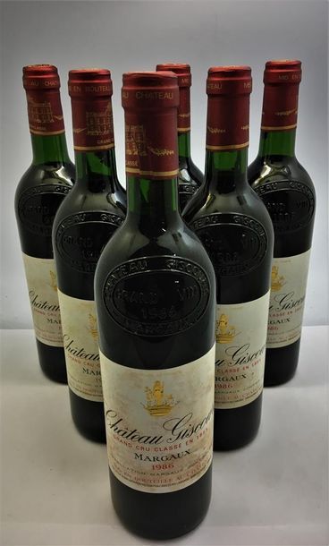 null 6 bouteilles de Château Giscours, Grand Cru Classé en 1855, Margaux 1986, en...