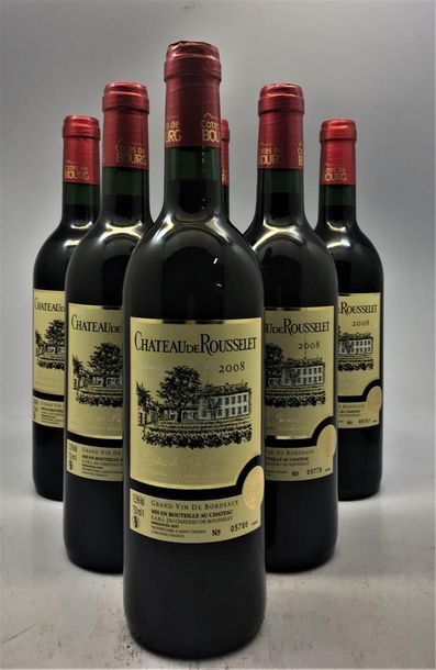 null 12 bouteilles de Château de Rousselet Côtes de Bourg 2008.
2 étiquettes ray...