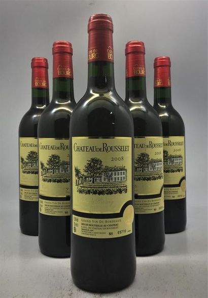 null 12 bouteilles de Château de Rousselet Côtes de Bourg 2008.
2 étiquettes ray...