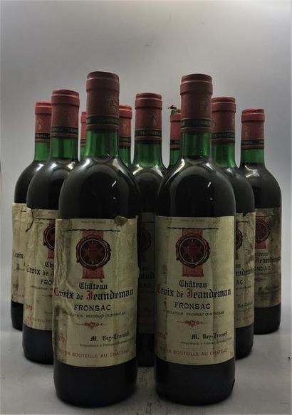 null 12 bouteilles du Château Château Croix de Jeandeman Fronsac 1979.
9 base goulot,...