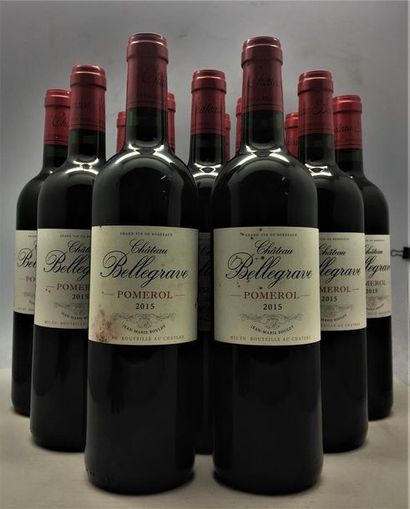 null 12 bouteilles de Château Bellegrave Pomerol 2015, en caisse bois d'origine.
3...