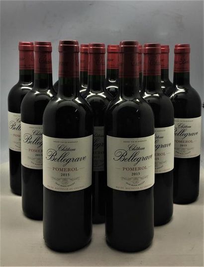 null 12 bouteilles du Château Bellegrave Pomerol 2015, en caisse bois d'origine.