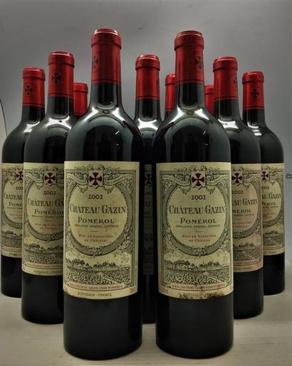 null 12 bouteilles de Château Gazin Pomerol 2002, en caisse bois d'origine.
Étiquettes...