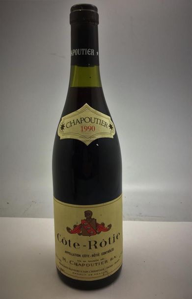 null 2 bouteilles de Michel Chapoutier dont 1 Côte Rôtie 1990 (2-3 cm, étiquette...