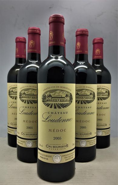 null 6 bouteilles de Château Loudenne Médoc Cru Bourgeois 2005, en caisse bois d...