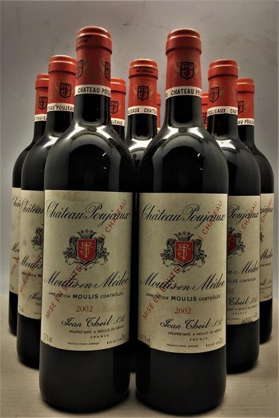 null 12 bouteilles de Château Poujeaux Cru Bourgeois Moulis-en-Médoc 2002, en caisse...