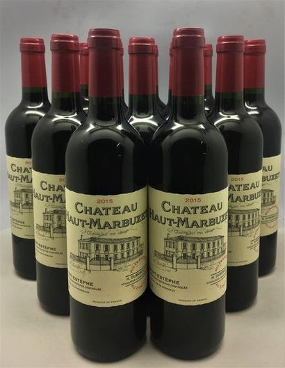 null 12 bouteilles de Château Haut-Marbuzet Saint-Estèphe 2015, en caisse bois d...