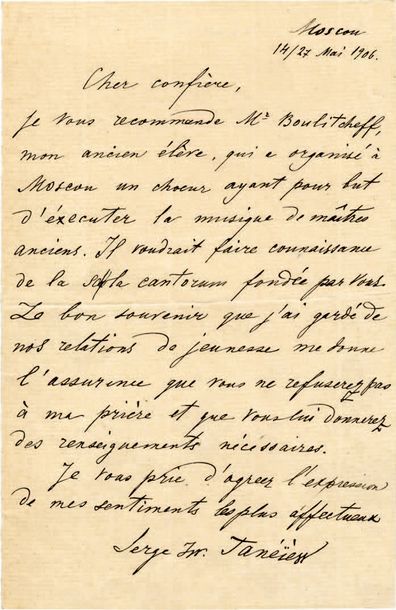TANEIEV Serguei Ivanovitch (en russe:?????? ???????? ??????) [Vladimir, 1856 - Dioudkovo,...