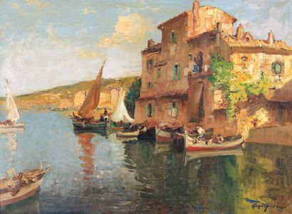 Mério AMEGLIO (1897-1970) Martigues
Huile sur toile, signée en bas à droite, contresignée...