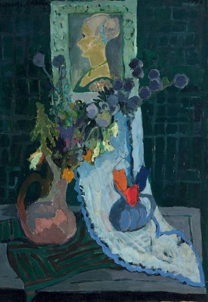 Jacques CHAPIRO (1897-1972) Nature morte au portrait
Huile sur toile, signée en haut...