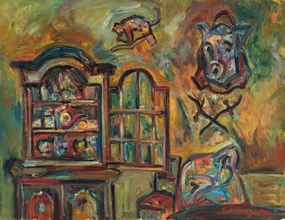 Pinchus KREMEGNE (1890-1981) Le sanglier bleu (intérieur)
Huile sur toile, signée...