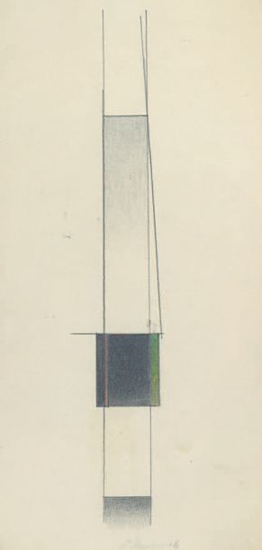 Paul MANSOUROFF (1896-1983) Composition verticale Crayons de couleurs et mine de...