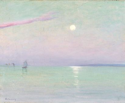 Ferenc DE SZIKSZAY (1871-1908) Crépuscule sur l'océan, Ile de Sein - la fin de la...